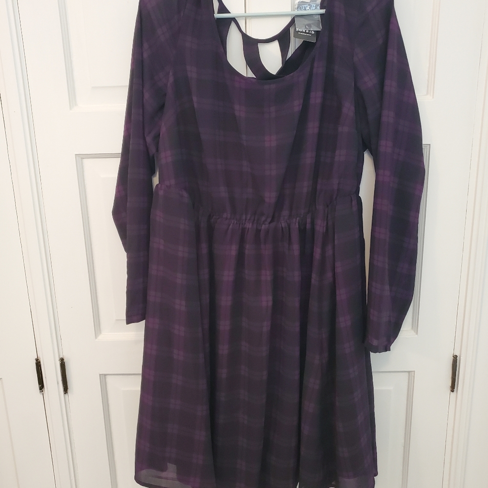 NWT Torrid purple plaid skater dress
